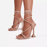 Matte Lace-Up Heel